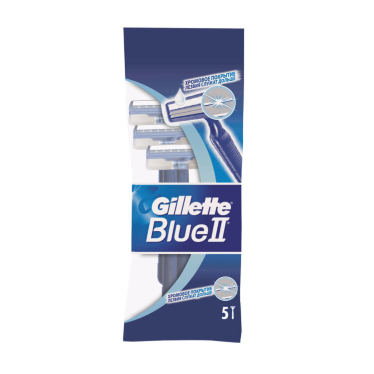 Бритвы одноразовые КОМПЛЕКТ 5 шт., GILLETTE (Жиллет) BLUE 2, для мужчин, 602766