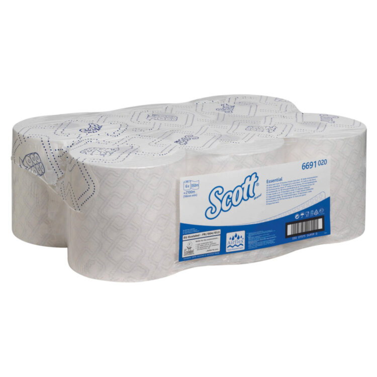 Полотенца бумажные рулонные KIMBERLY-CLARK Scott, КОМПЛЕКТ 6 шт., 350 м, белые, 6691, 117751