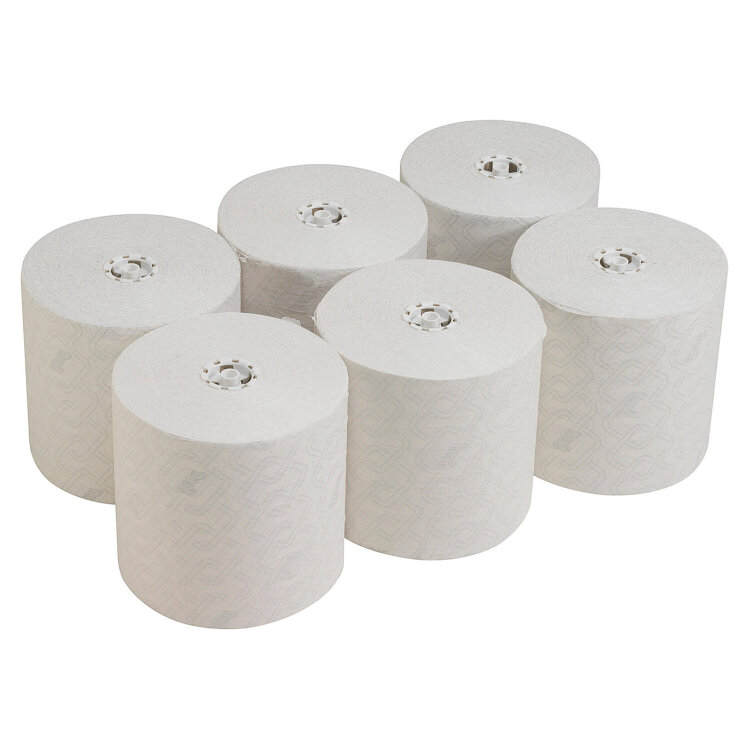 Полотенца бумажные рулонные KIMBERLY-CLARK Scott, КОМПЛЕКТ 6 шт., 350 м, белые, 6691, 117751