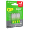 Батарейки КОМПЛЕКТ 4 шт., GP Super G-Tech, AAA (LR03, 24А), алкалиновые, мизинчиковые, блистер, 24A-2, 450436