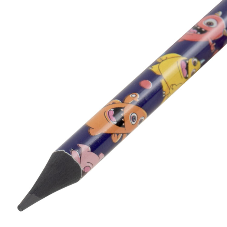 Карандаш чернографитный с принтом ЮНЛАНДИЯ МОНСТРИКИ, 1 шт., HB, с ластиком, корпус ассорти, 182014, 72 штук, 182014