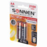 Батарейки аккумуляторные Ni-Mh пальчиковые КОМПЛЕКТ 2 шт., АА (HR6) 2100 mAh, SONNEN, 454234, 454234