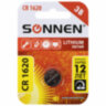 Батарейка литиевая SONNEN Lithium CR1620 "таблетка, дисковая, кнопочная" 1 шт., блистер, 455599, 455599