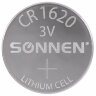 Батарейка литиевая SONNEN Lithium CR1620 "таблетка, дисковая, кнопочная" 1 шт., блистер, 455599, 455599
