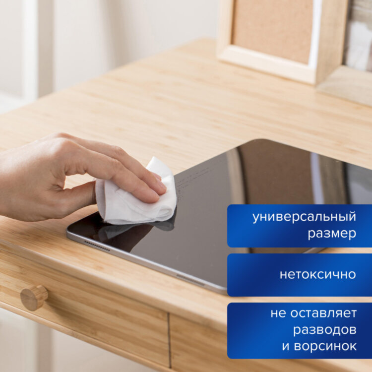 Салфетки сухие безворсовые УНИВЕРСАЛЬНЫЕ антистатичные BRAUBERG, 15 шт., 513534, 513534