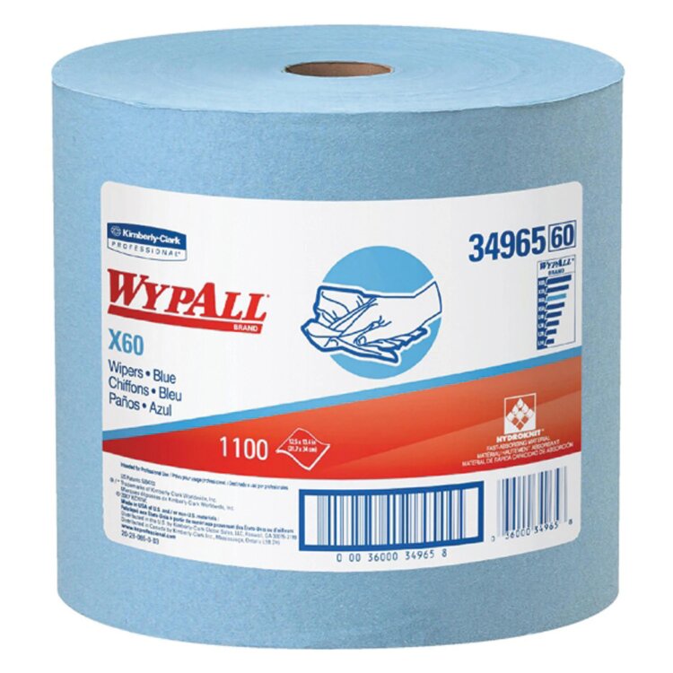 Протирочный нетканый материал KIMBERLY-CLARK Wypall X60, 1100 листов в рулоне, 31,5х34 см, голубой, 34965, 702102