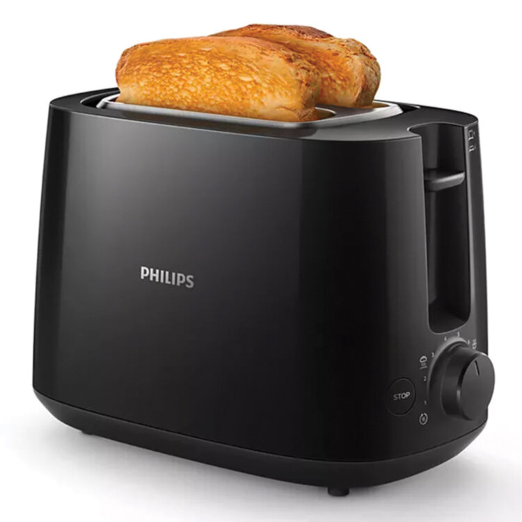 Тостер PHILIPS HD2581/90, 830 Вт, 2 тоста, 8 режимов, пластик, черный, 456941