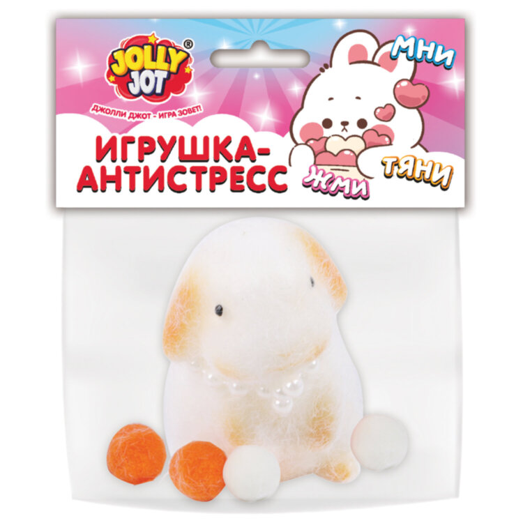Игрушка-антистресс "ЗАИНЬКА", 8 см, ассорти 4 цвета, дисплей, JOLLY JOT (ДЖОЛЛИ ДЖОТ), 665800, 12 штук, 665800