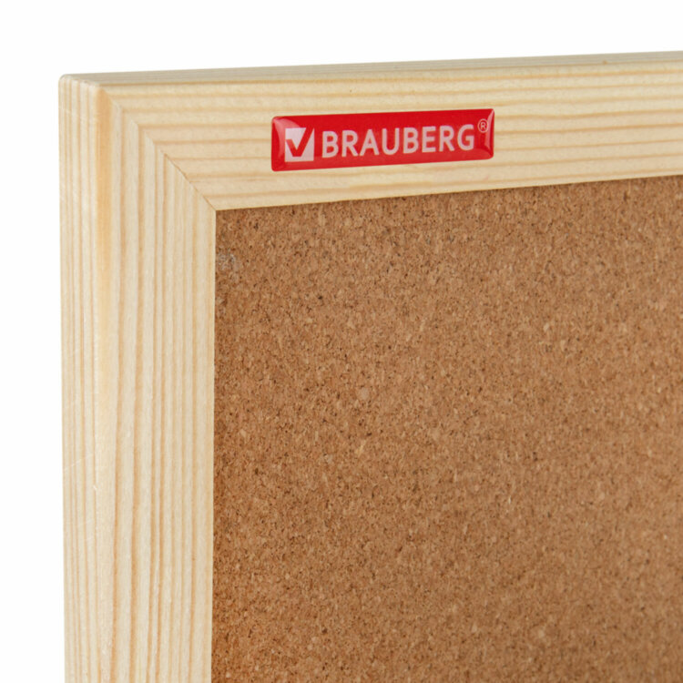 Доска пробковая для объявлений 60х90 см, деревянная рамка, BRAUBERG Wood, 238311, 238311