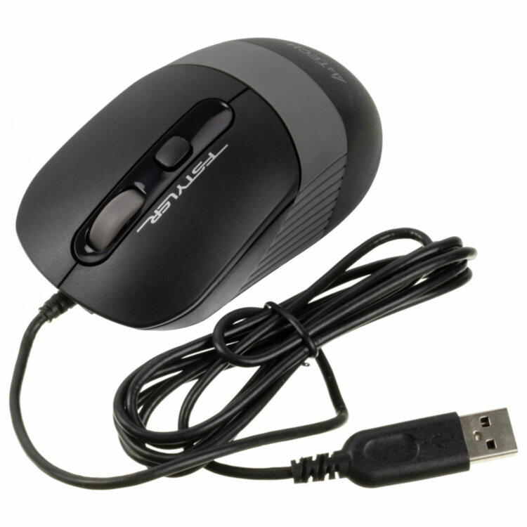 Мышь проводная A4TECH Fstyler FM10, USB, 3 кнопки + 1 колесо-кнопка, оптическая, черная, 1147673, 513923