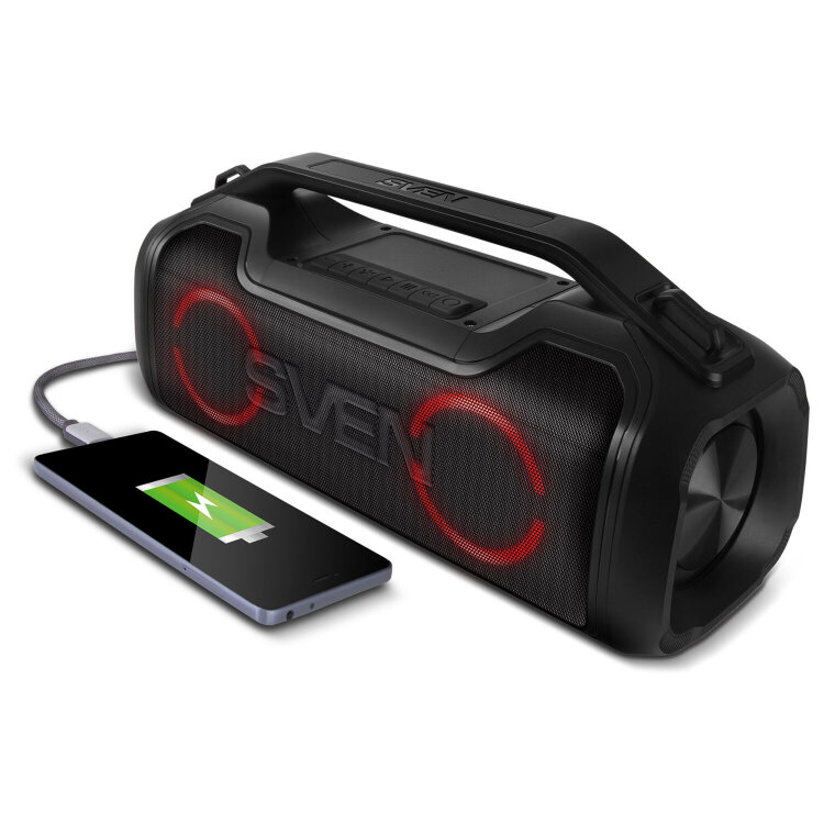 Колонка портативная SVEN PS-390, 50 Вт, TWS, Bluetooth, microSD, черный, SV-021306, 514315