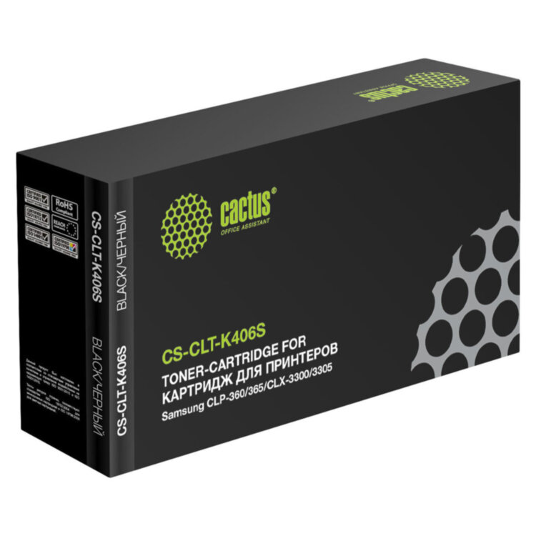 Картридж лазерный CACTUS (CS-CLT-K406S) для SAMSUNG CLP-365/365W, черный, ресурс 1500 стр., 361791