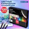 Карандаши цветные чёрное дерево BRAUBERG BLACK WOOD, 120 цветов, мягкий грифель 3 мм, 182046, 182046