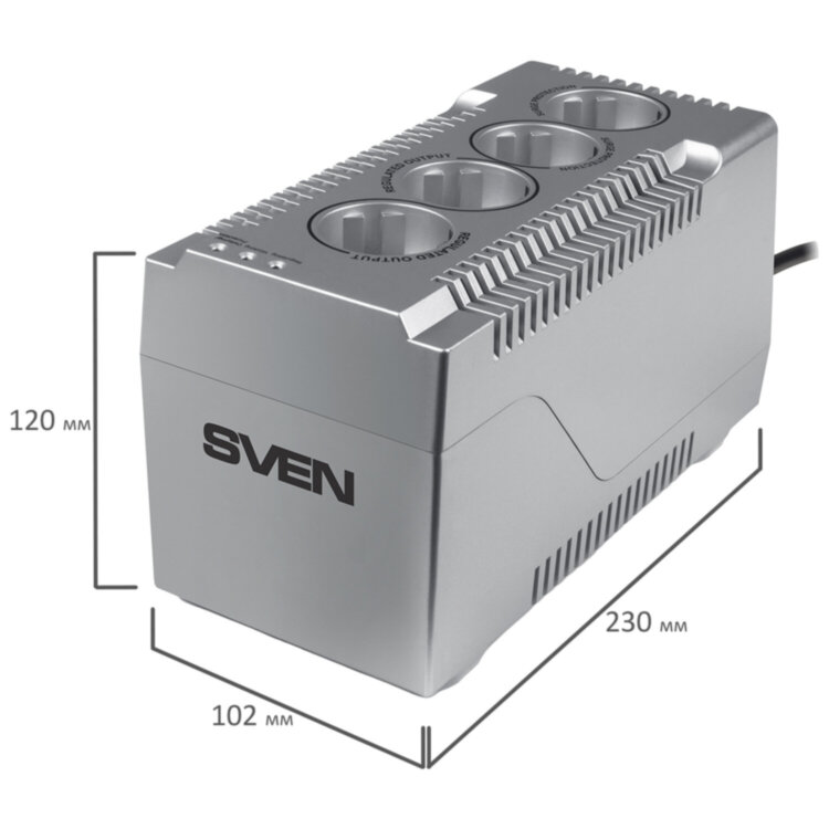 Стабилизатор SVEN VR-F1000, 320 Вт, 184-285 В, 4 евророзетки, SV-018818, 354892