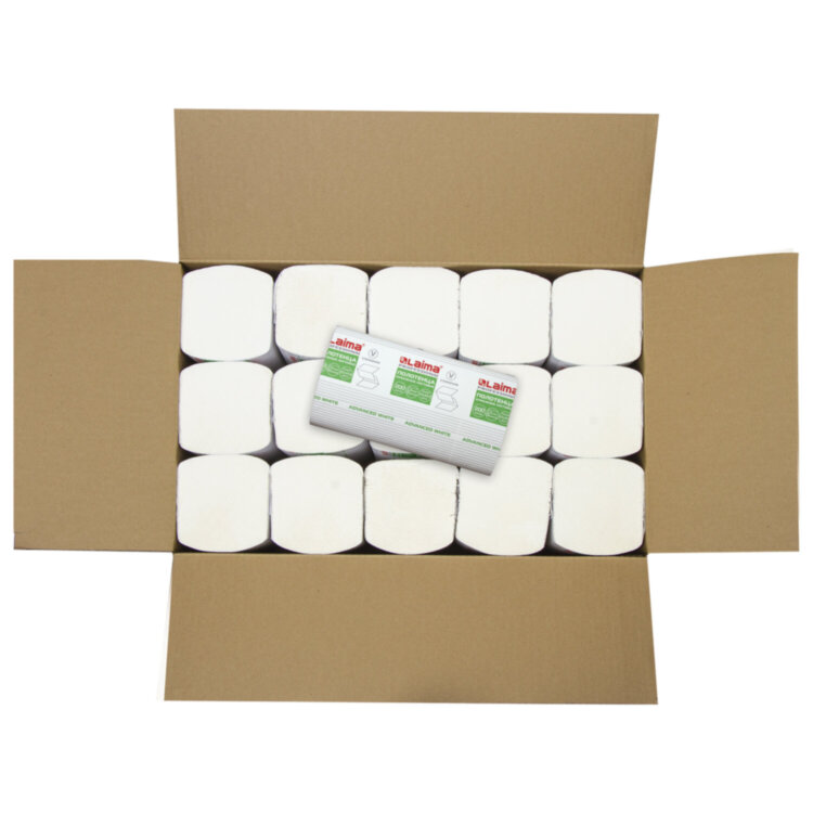 Полотенца бумажные 200 шт., LAIMA (H3) ADVANCED WHITE, 2-слойные, белые, КОМПЛЕКТ 15 пачек, 23х20,5, V-сложение, 111341, 111341