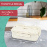Ланч-бокс контейнер, 1 секция, 3 отделения, 1,4 л, ложка, вилка, 8х21х14 см, бежевый, JOYLUX (ДЖОЙЛЮКС) ECO, 609346, 609346