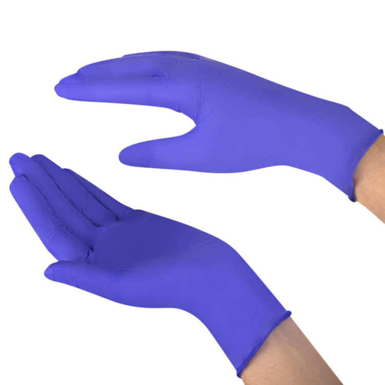 Перчатки нитриловые смотровые SFM Supersoft N135, Германия, 100 пар (200 штук), размер 7-8, M (средний), фиолетовые, 631525