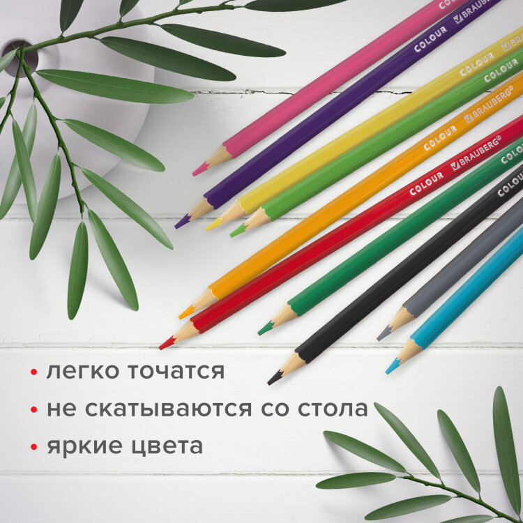 Карандаши цветные мягкие BRAUBERG АКАДЕМИЯ, 18 цветов, шестигранные, грифель 3 мм, натуральное дерево, 181865, 181865