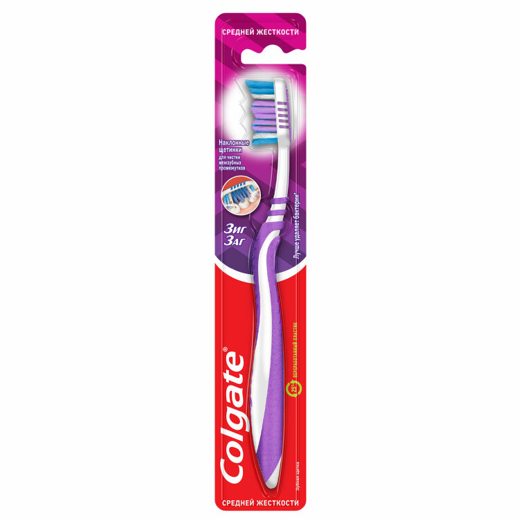 Зубная щетка COLGATE "Зиг заг", средней жесткости, 7610196003544, 609064