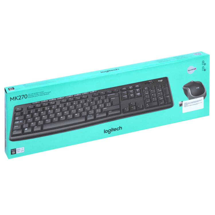 Набор беспроводной LOGITECH MK270, клавиатура, мышь 2 кнопки + 1 колесо-кнопка, черный, 511449
