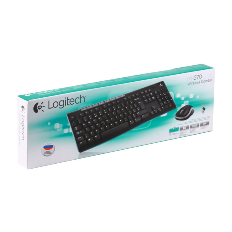 Набор беспроводной LOGITECH MK270, клавиатура, мышь 2 кнопки + 1 колесо-кнопка, черный, 511449