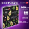 Скетчбук белая бумага 100 г/м2 195х195 мм, 80 л., гребень, твердая обложка, BRAUBERG ART DEBUT, 112986, 112986