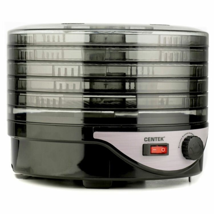 Сушилка для овощей CENTEK CT-1658, объём 4 л, 270 Вт, 5 поддонов, механическое управление, черная, 457606