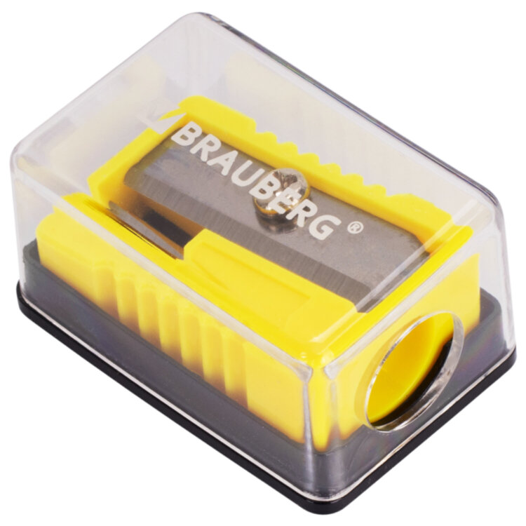 Точилка BRAUBERG "Assistant Mini", с контейнером, пластиковая, корпус ассорти, 228458, 24 штук, 228458