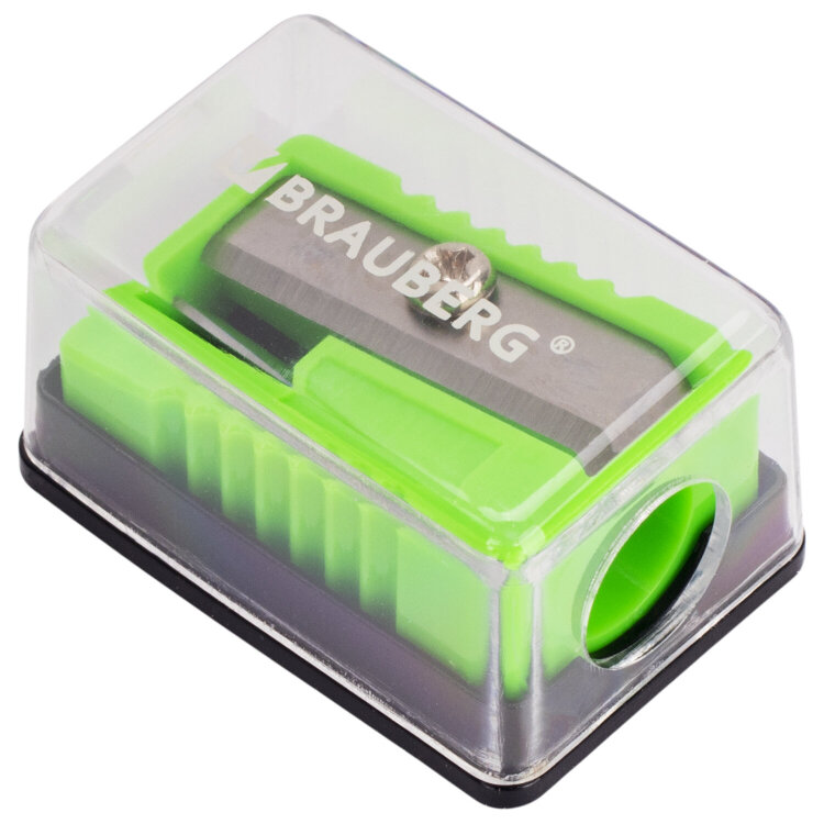Точилка BRAUBERG "Assistant Mini", с контейнером, пластиковая, корпус ассорти, 228458, 24 штук, 228458