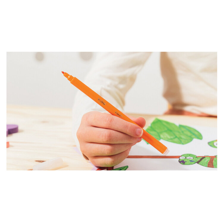 Фломастеры BIC "Kids Visa", 12 ЦВЕТОВ, суперсмываемые, вентилируемый колпачок, европодвес, 889695, 888695, 150357