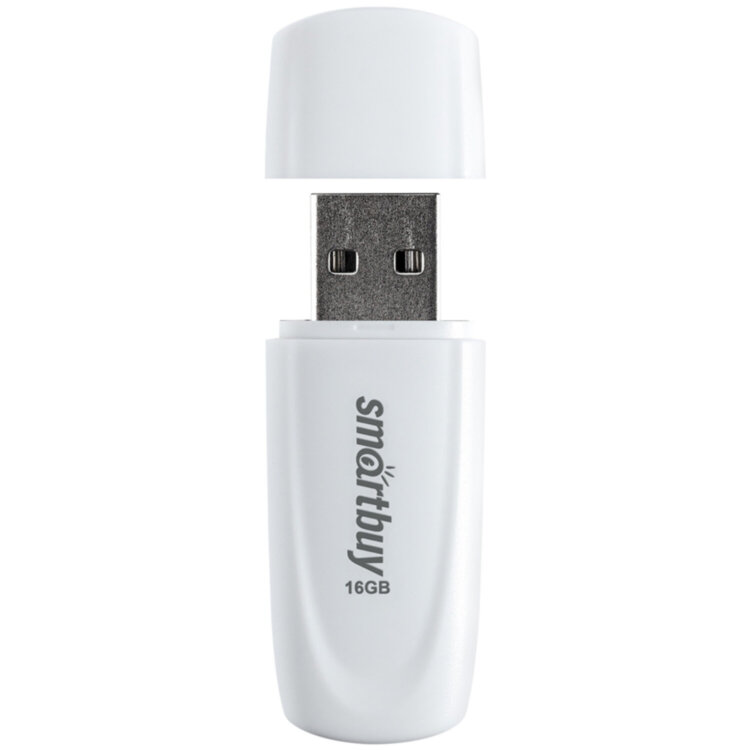Флеш-диск 16 GB SMARTBUY Scout USB 2.0, белый, SB016GB2SCW, 513765