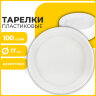 Одноразовые тарелки десертные, КОМПЛЕКТ 100 шт., пластик, d=170 мм, БЮДЖЕТ, белые, ПС, холодное/горячее, LAIMA, 600942, 600942
