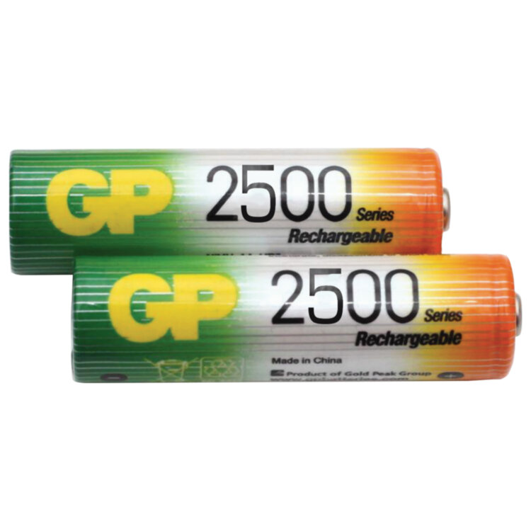 Батарейки аккумуляторные Ni-Mh пальчиковые КОМПЛЕКТ 2 шт., АА (HR6) 2450 mAh, GP, 250AAHC-2DECRC2, 454109