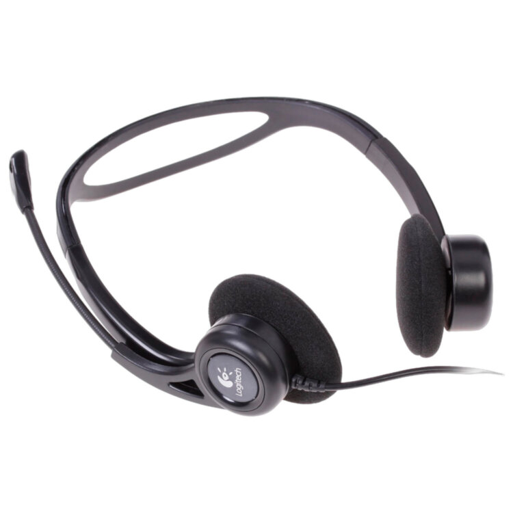Наушники с микрофоном (гарнитура) LOGITECH PC 960, проводная, компьютерная, 2,4 м, стерео, USB, черная, 511386