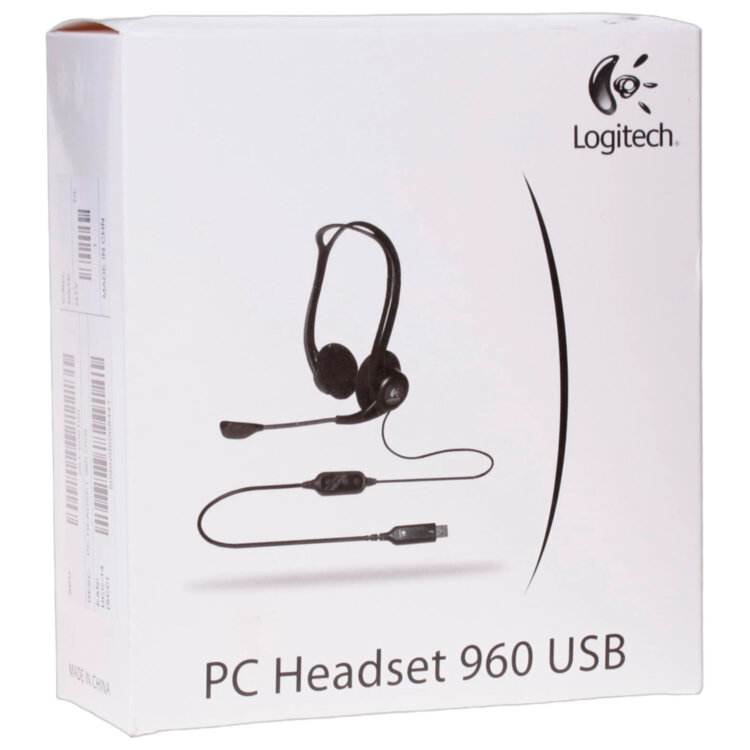 Наушники с микрофоном (гарнитура) LOGITECH PC 960, проводная, компьютерная, 2,4 м, стерео, USB, черная, 511386