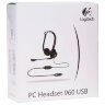 Наушники с микрофоном (гарнитура) LOGITECH PC 960, проводная, компьютерная, 2,4 м, стерео, USB, черная, 511386