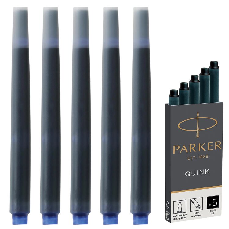 Картриджи чернильные PARKER "Cartridge Quink", КОМПЛЕКТ 5 штук, черные, 1950382, 142387