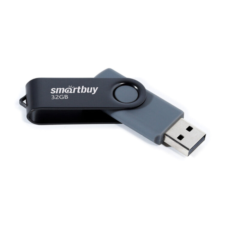 Флеш-диск 32 GB SMARTBUY Twist USB 2.0, черный, SB032GB2TWK, 513909