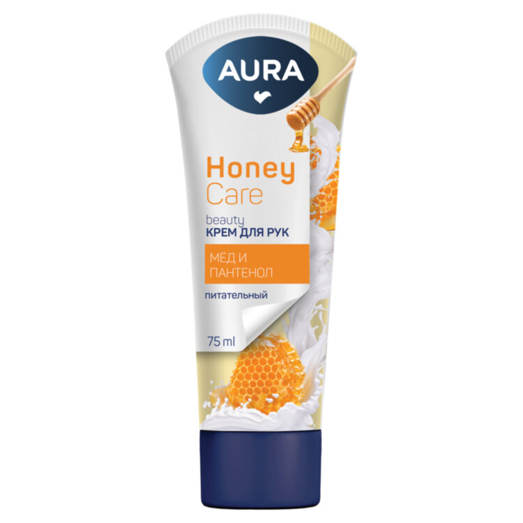 Крем для рук питательный 75 мл, AURA Honey Care "Мёд и пантенол", 14796, 702041
