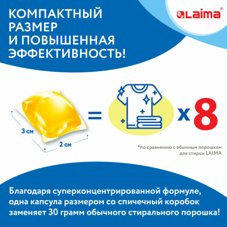 Капсулы для стирки концентрат GIGA PACK с кондиционером 100 шт., АРОМАМАГИЯ, LAIMA, 608879, 608879