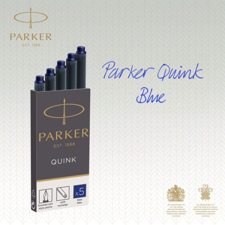 Картриджи чернильные PARKER "Cartridge Quink", КОМПЛЕКТ 5 штук, синие, 1950384, 142388