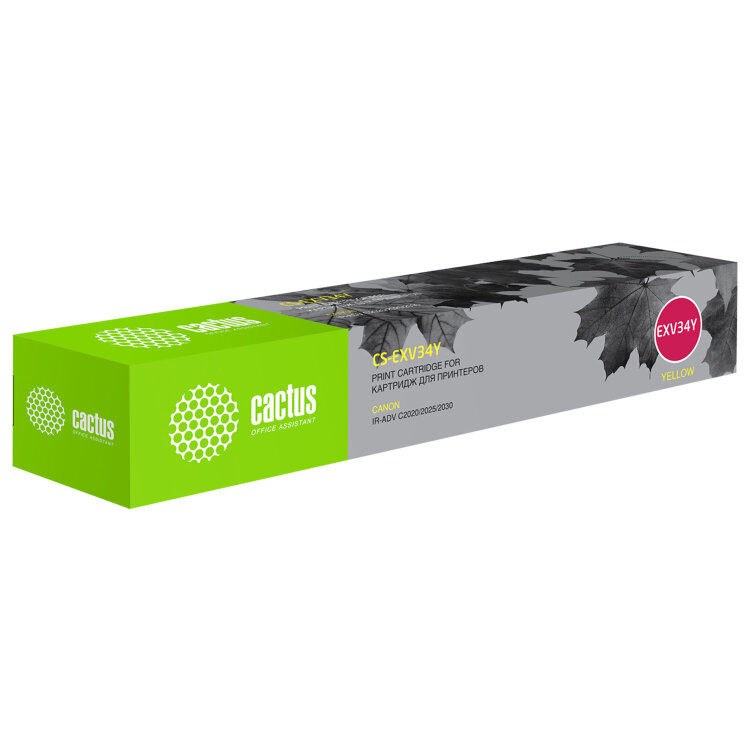 Картридж лазерный CACTUS (CS-EXV34Y) для Canon IR C2030L/C2030i/C2020i, желтый, ресурс 19000 страниц, 363682