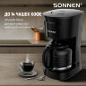 Кофеварка капельная SONNEN CM1095, 900 Вт, объем 1,8 л, подогрев кофе, противокапельная система, черная, 456334, 456334