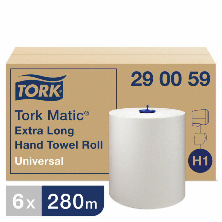 Полотенца бумажные рулонные TORK (Система H1) Matic, комплект 6 шт., Universal, 280 м, белые, 290059, 126734