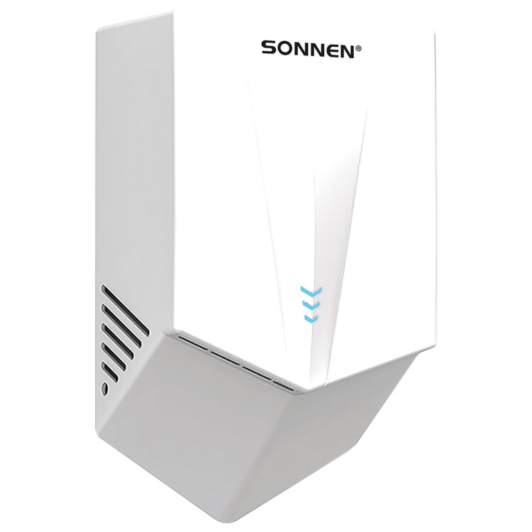 Сушилка для рук ВЫСОКОСКОРОСТНАЯ SONNEN K2022B, 1300 Вт, 150 м/с, IPX1, 72 дБ, белая, пластиковый корпус, 607192, 607192
