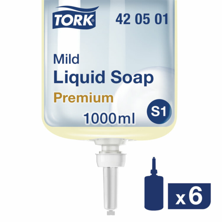 Картридж с жидким мылом одноразовый TORK (Система S1) Premium, 1 л, 420501, 600296