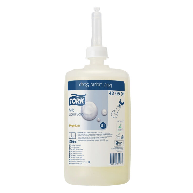 Картридж с жидким мылом одноразовый TORK (Система S1) Premium, 1 л, 420501, 600296