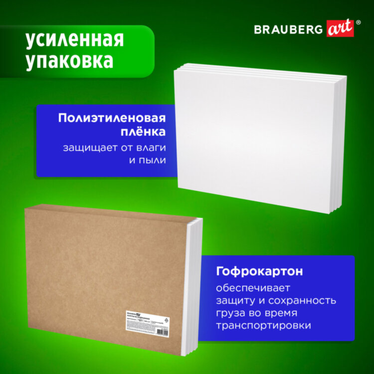 Холсты на подрамнике в коробе НАБОР 4 шт. (40х50 см), 280 г/м2, грунт, 100% хлопок, BRAUBERG ART DEBUT, 192512, 192512