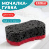 Мочалка-губка для тела массажная 16,5х10х6 см, КРУПНОПОРИСТЫЙ поролон, цвет черный/красный, PRIMILA (ПРИМИЛА), 702747, 702747