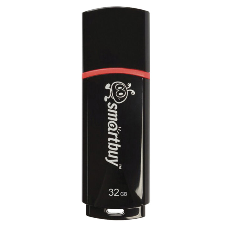 Флеш-диск 32 GB, SMARTBUY Crown, USB 2.0, черный, SB32GBCRW-K, 512184